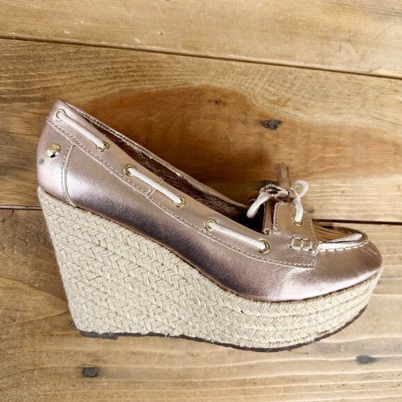 Sebago Rose Gold Rope Wedges Shoes leather 7.5 - Picture 6 of 8